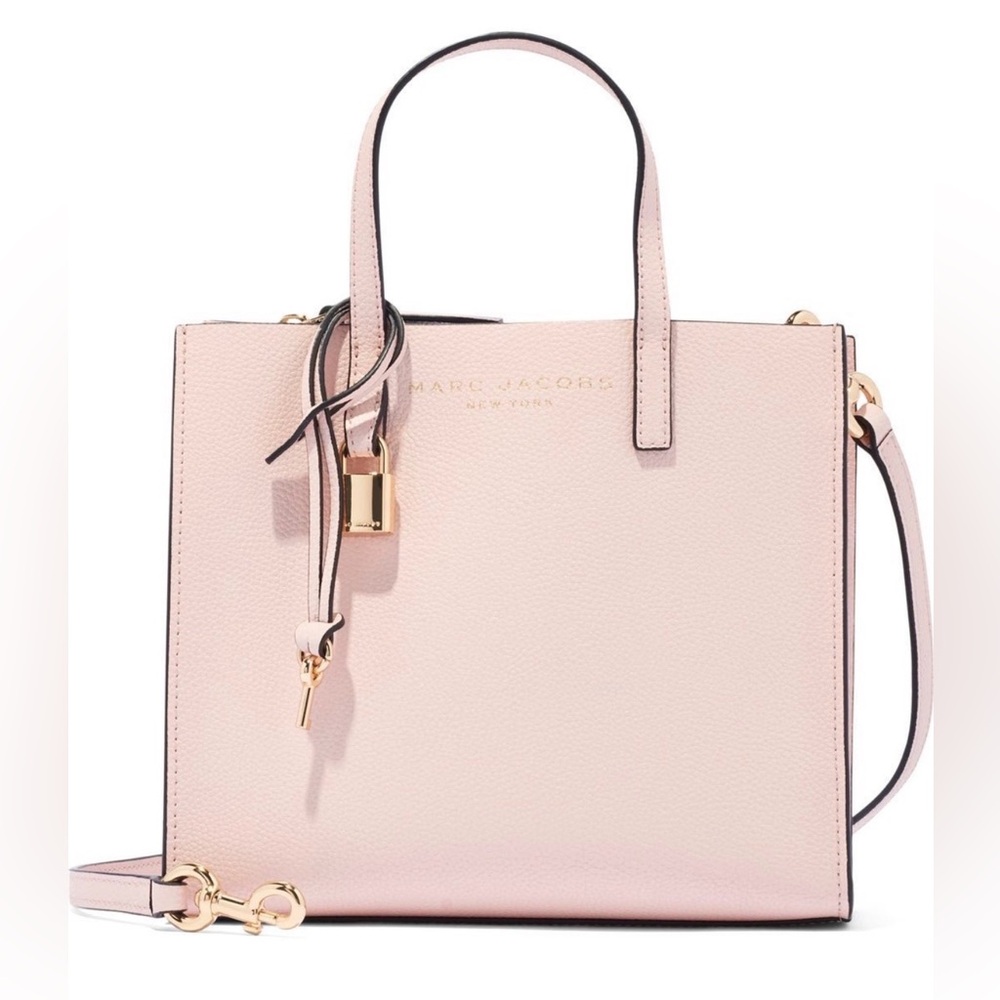 Marc Jacobs New York Mini Grind Coated Leather Light Pink Tote Satchel Purse